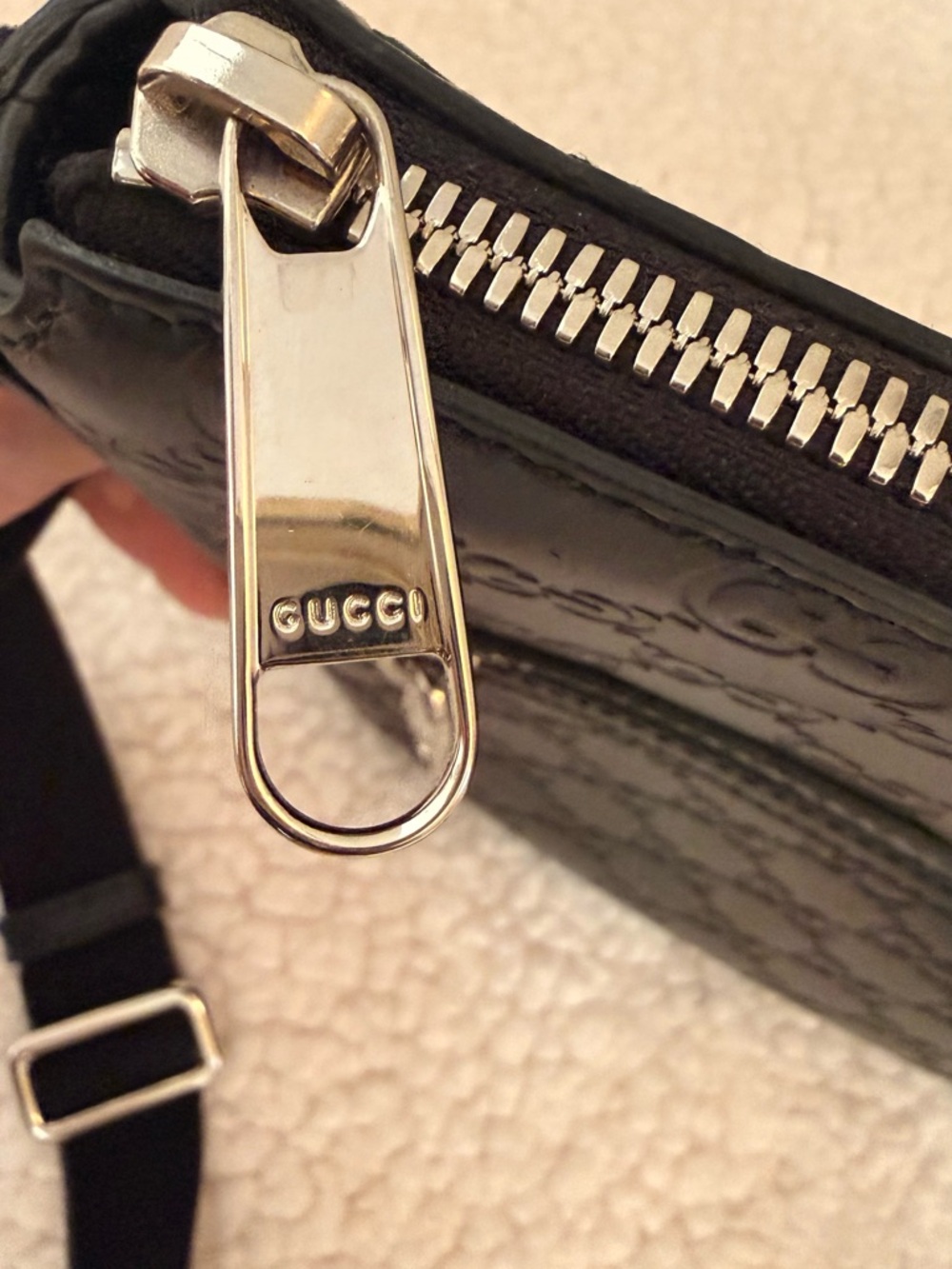 Gucci Black Monogram Leather Messenger Bag - Picture 11 of 16